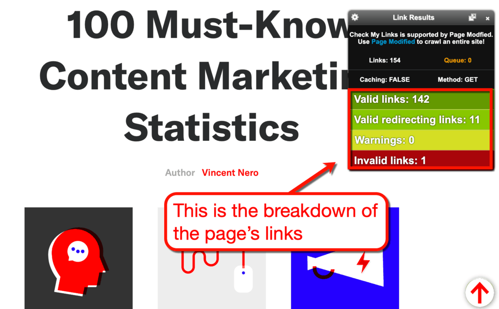 Google Chrome Check My Links Report