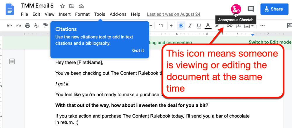 Google Docs simultaneous editing