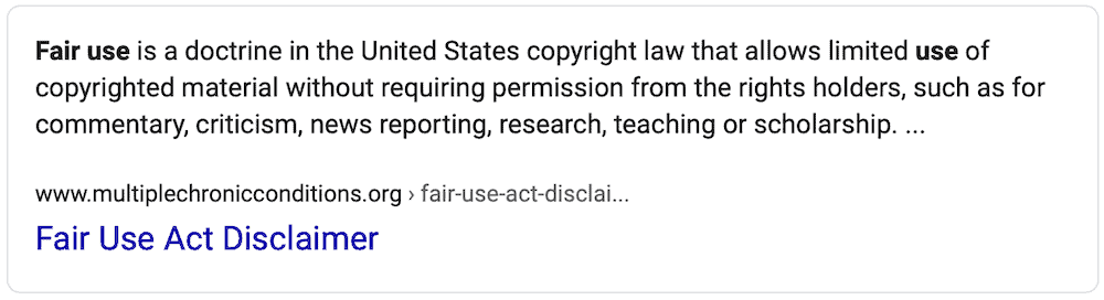 What is Fair Use on Google