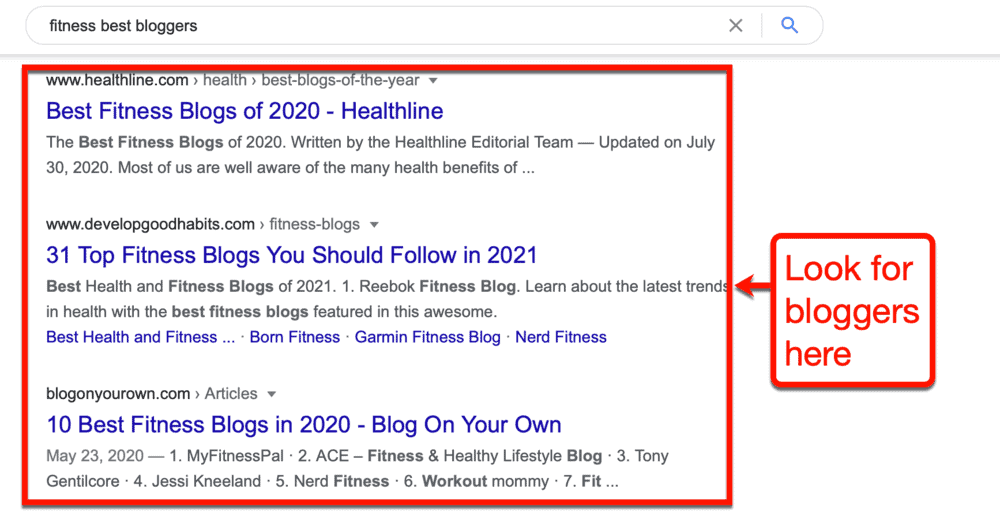 Best Fitness Bloggers on Google