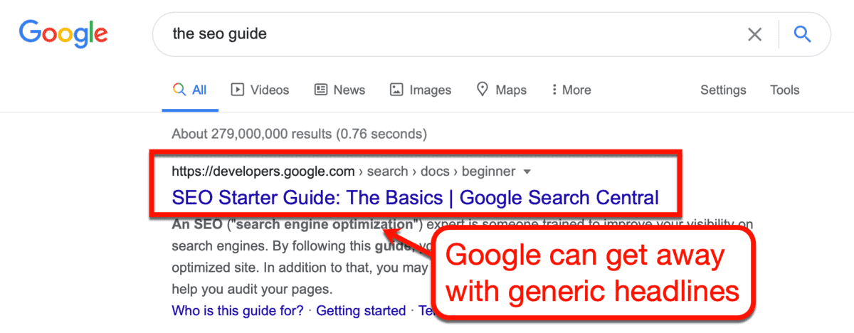 Generic Headline from Google
