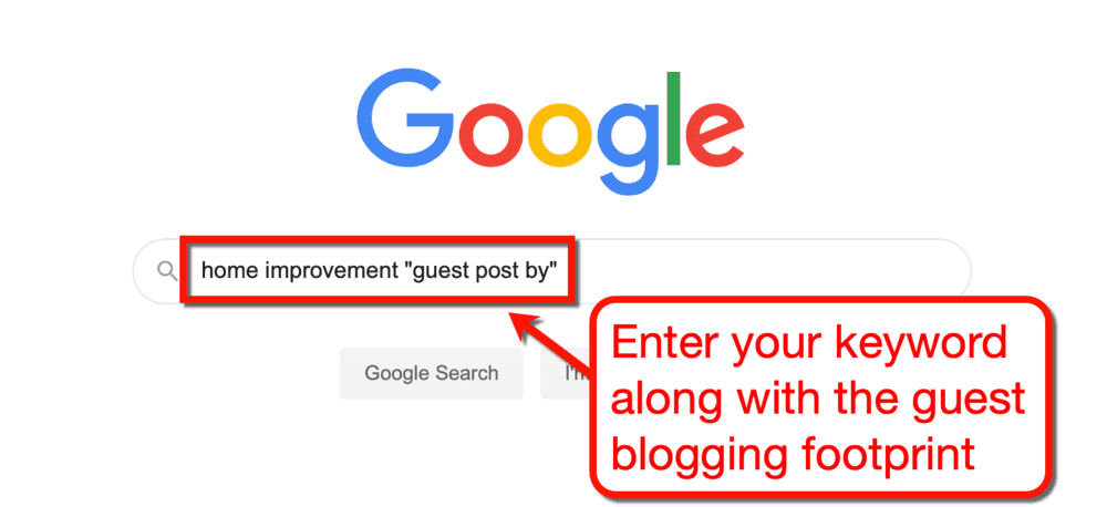 Google Home Improvement Keyword with Link Building Footprint