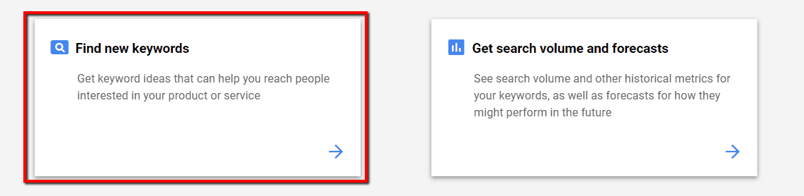 Google Keyword Planner Find new keywords