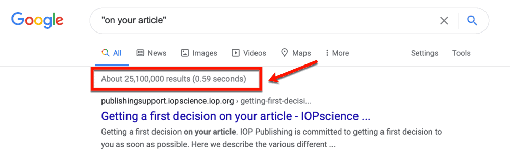 Google Results for On Your Article