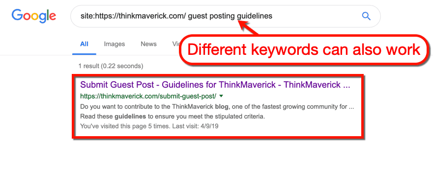 Google SERP with Different Keywords