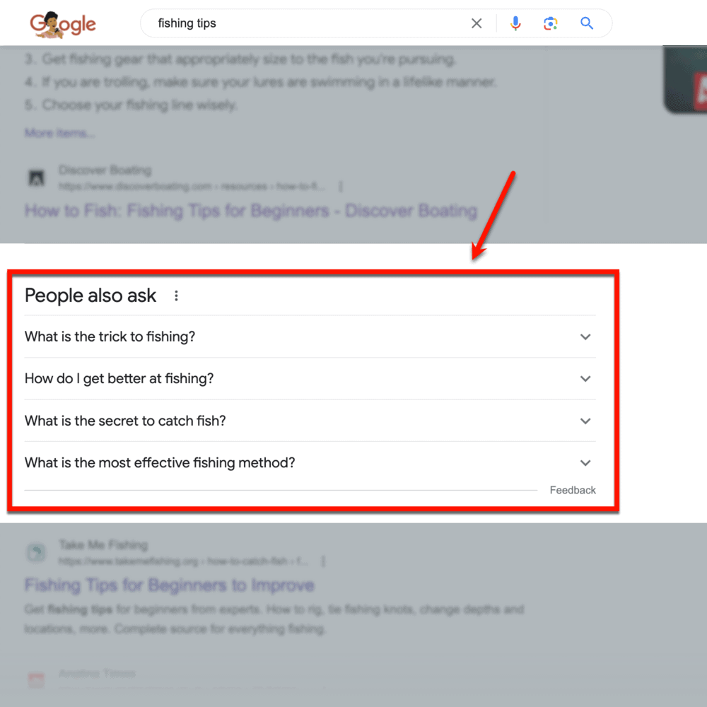 Google's "People also ask" results
