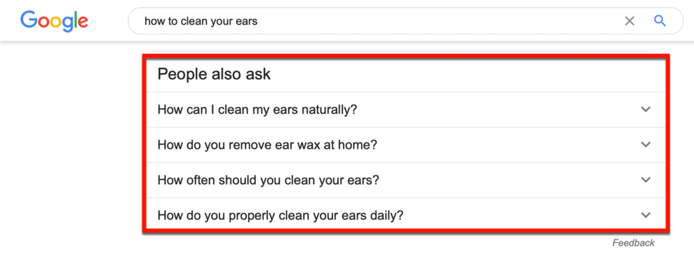 Google's People Also Ask snippet