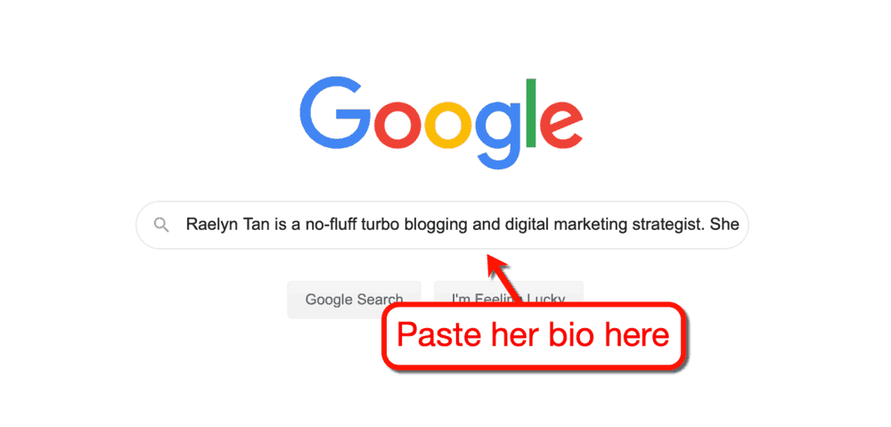 Google Entering Raelyn Tan's Bio