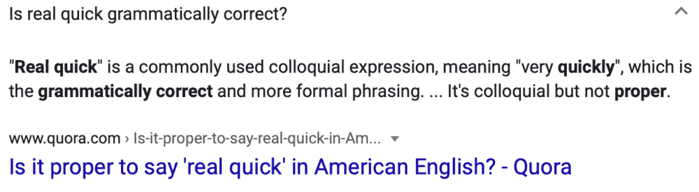 Is Real Quick Correct