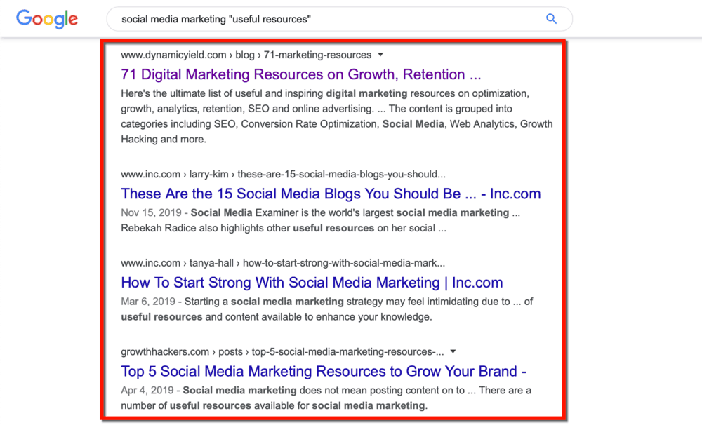 Google SERP Resource Pages