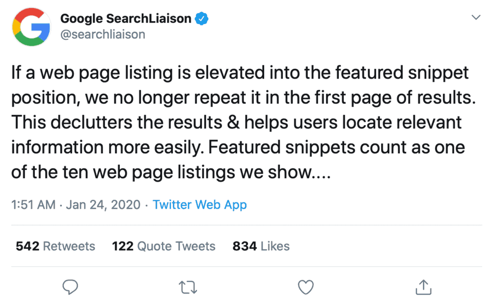 Google SearchLiaison tweet