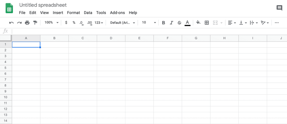 Google Sheets blank template