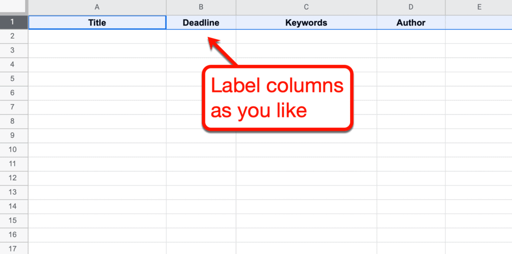 Labeling columns in Google Sheets