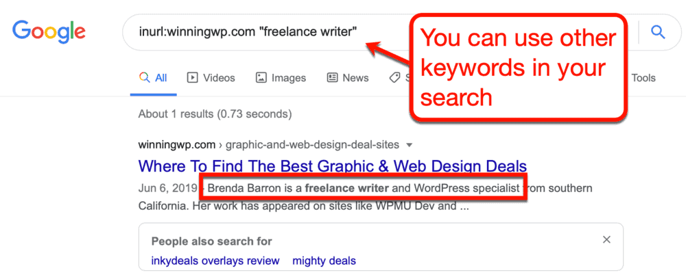 Google search for freelancers with broader keyword