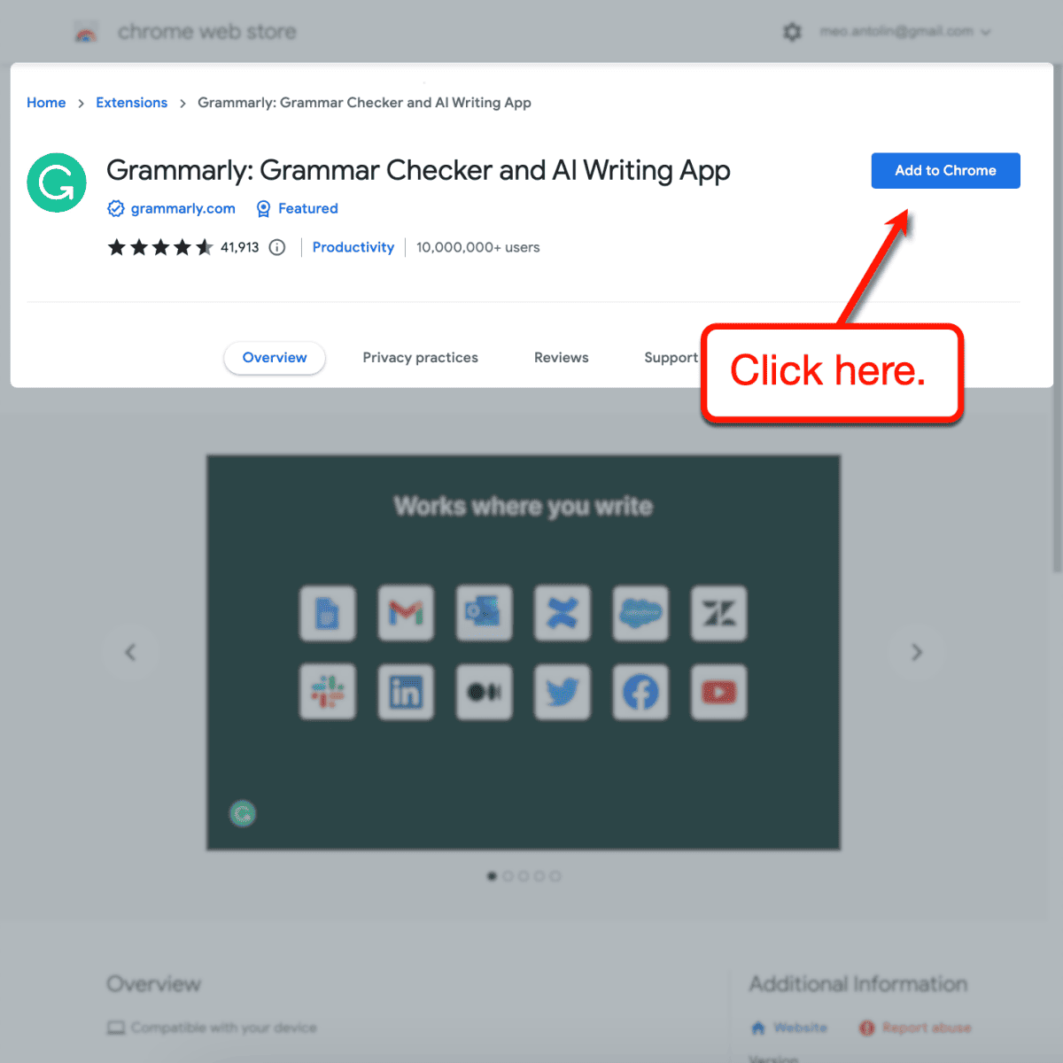 Grammarly Browser Extension installation button
