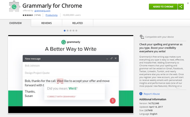 Grammarly Chrome Extension
