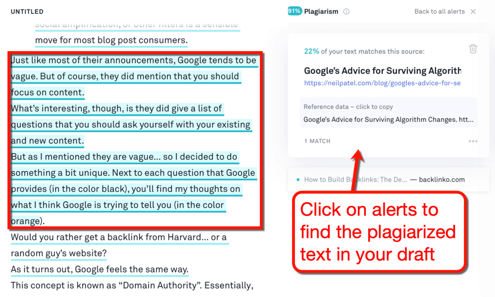 Grammarly Clicking on Results