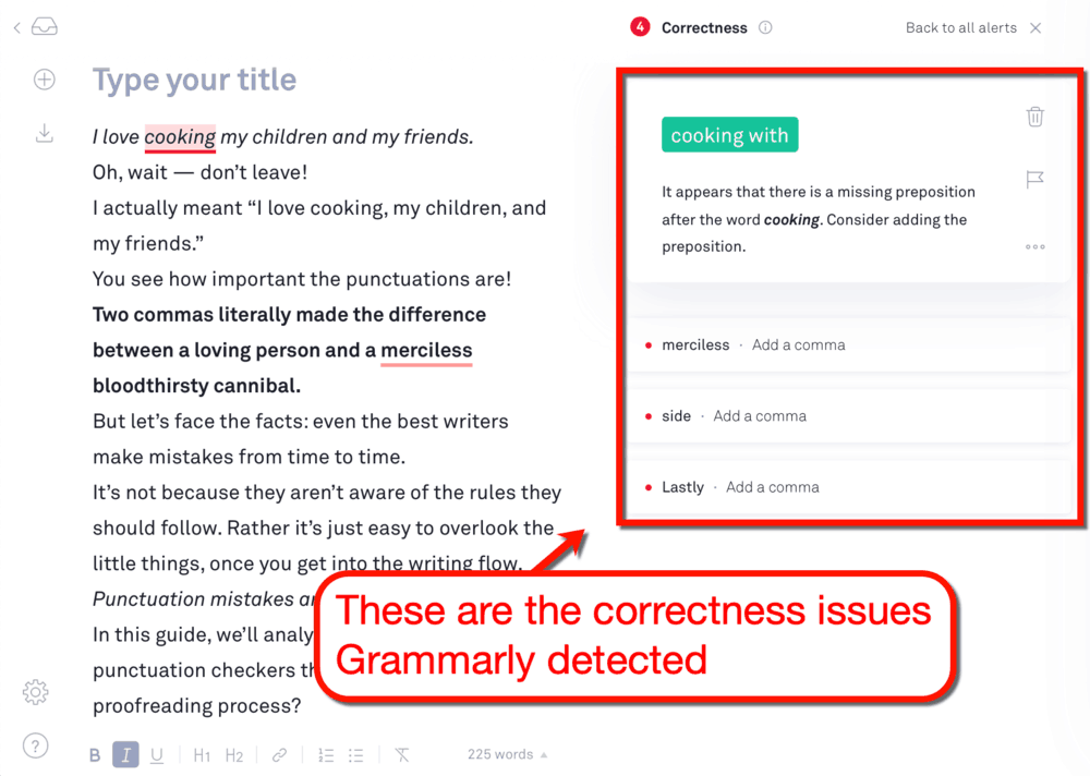 Grammarly Correctness Issues