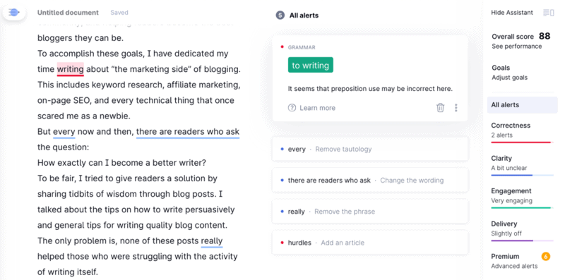 Grammarly Editor and Assistant