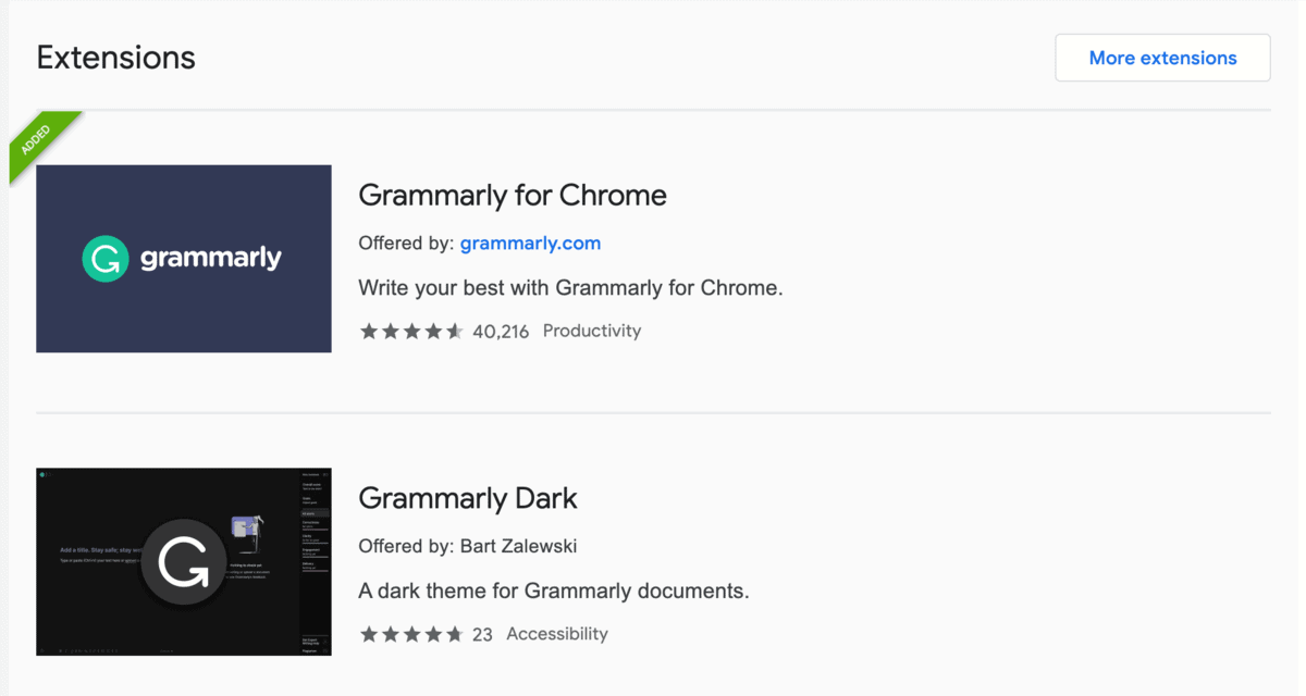 Grammarly from Chrome Web Store