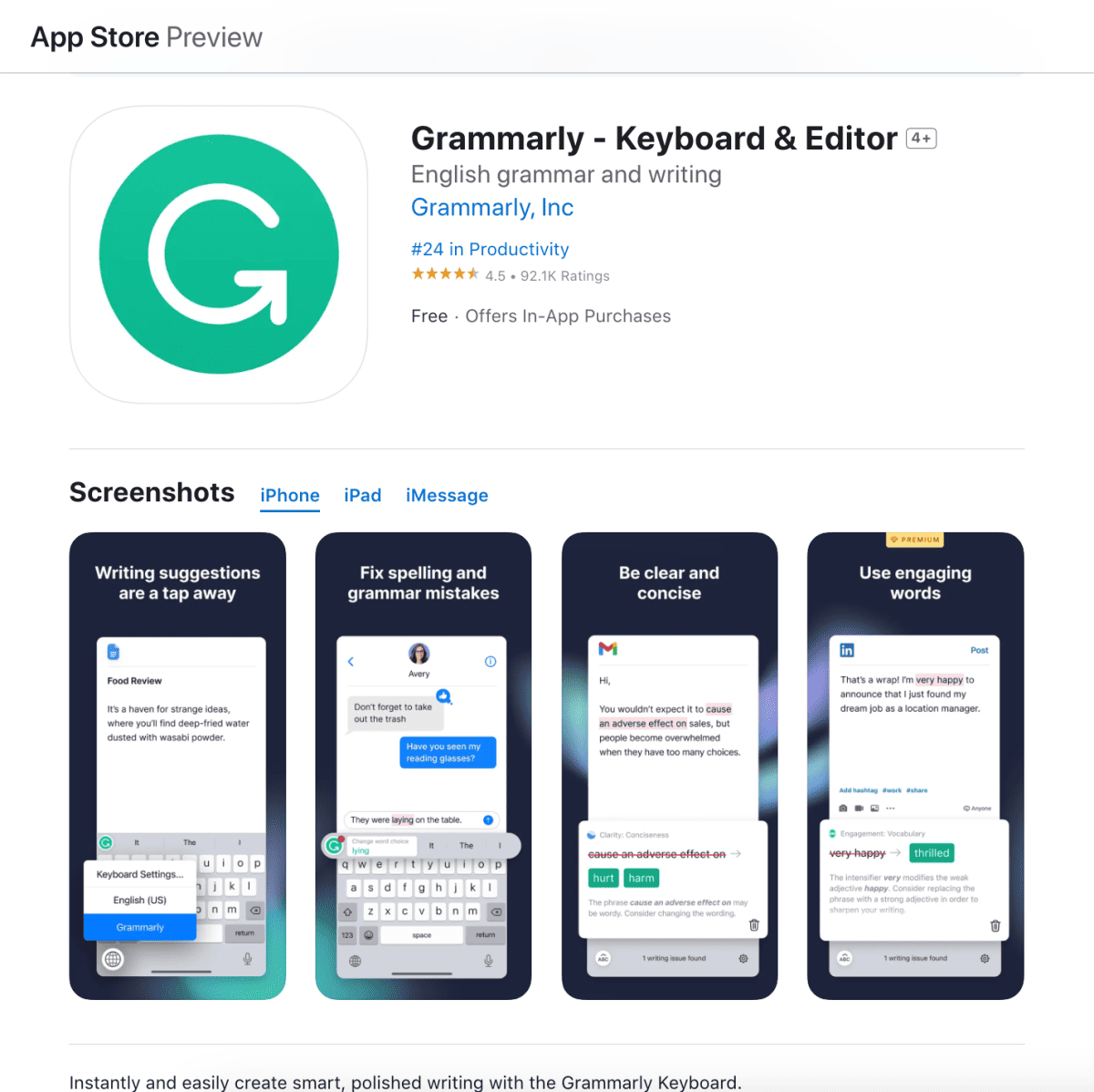 Grammarly Keyboard for iOS