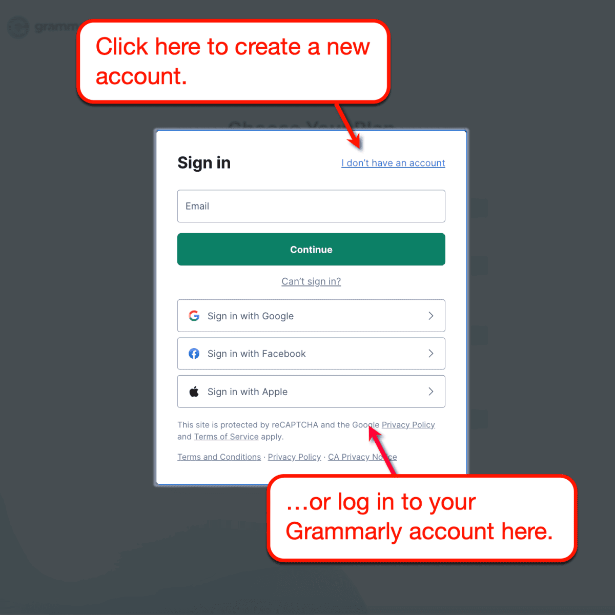 Grammarly Login Page