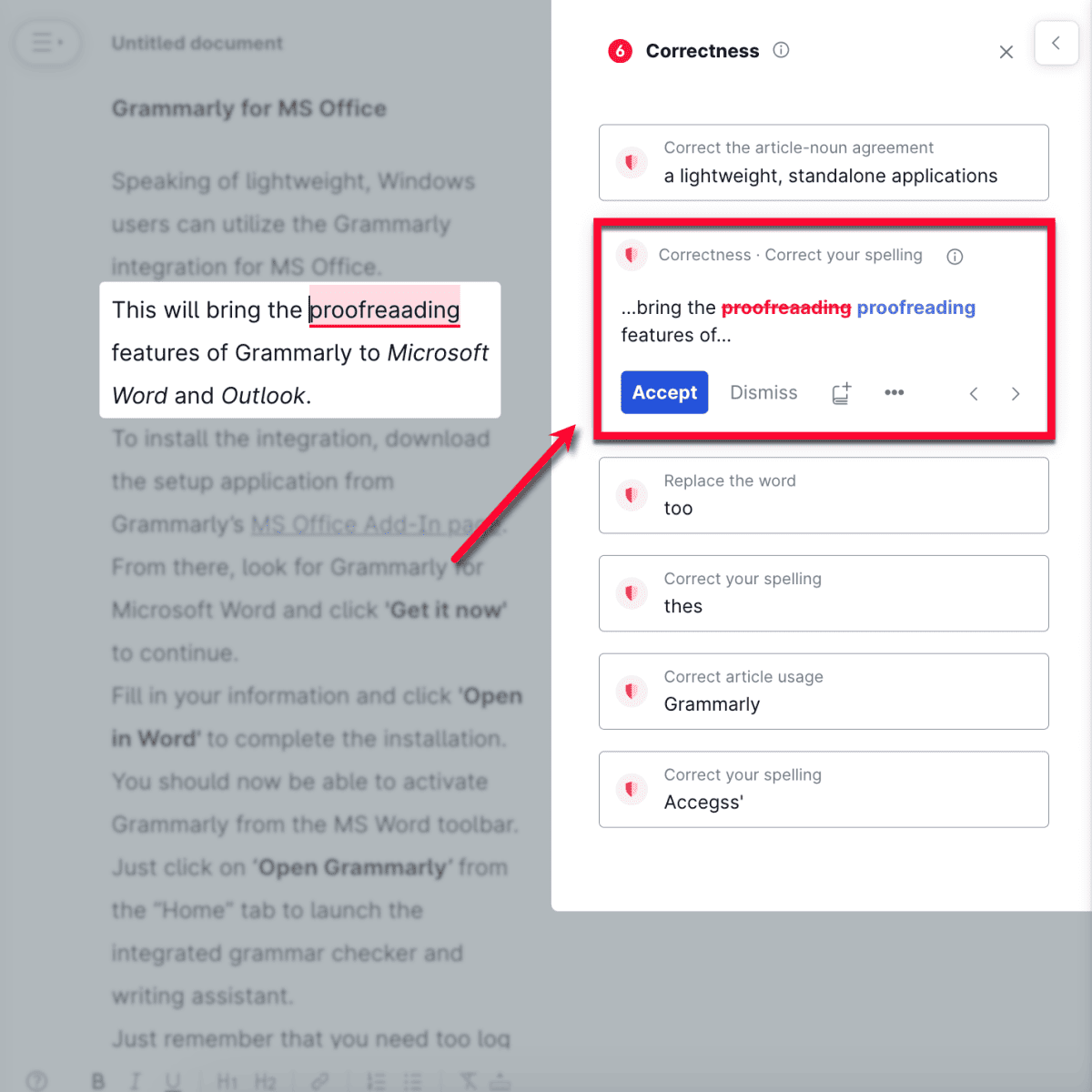 Grammarly One-Click Suggestion