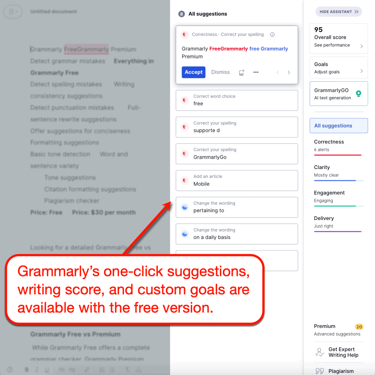 Grammarly Free writing suggestions and goals