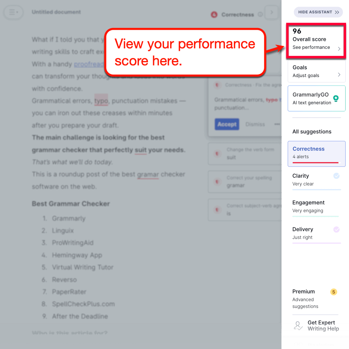 Grammarly Performance Score
