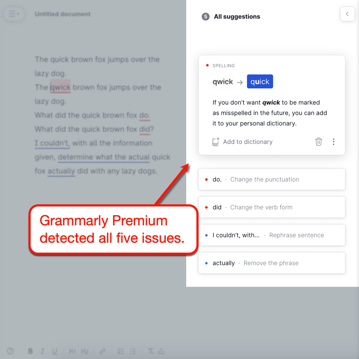 Grammarly Premium Grammar Checker Test