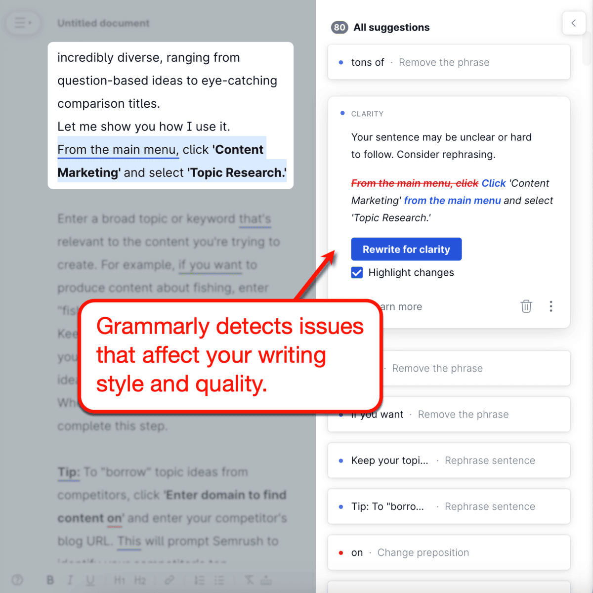 Grammarly Writing Style Suggestions