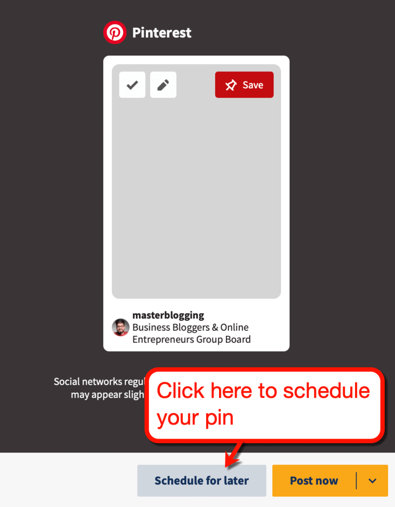 Schedule for Later Button