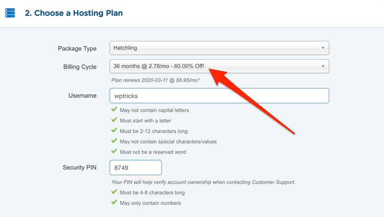 Hostgator coupon choose hosting plan