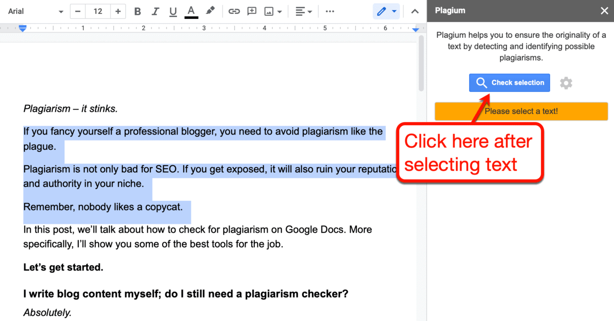 How to Use Plagium on Google Docs