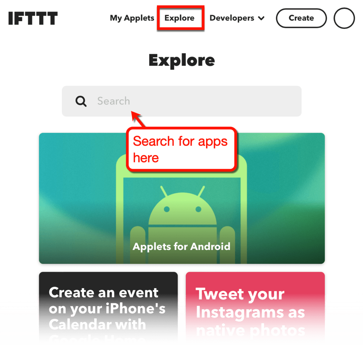 IFTTT Explore Applets