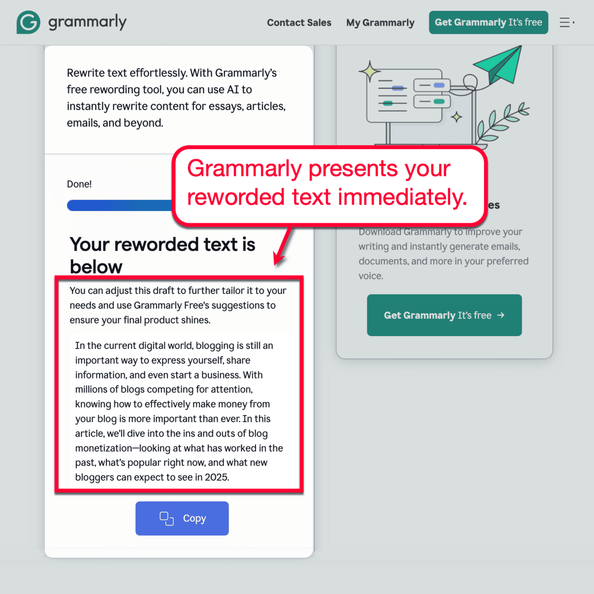 Grammarly Reworded Text
