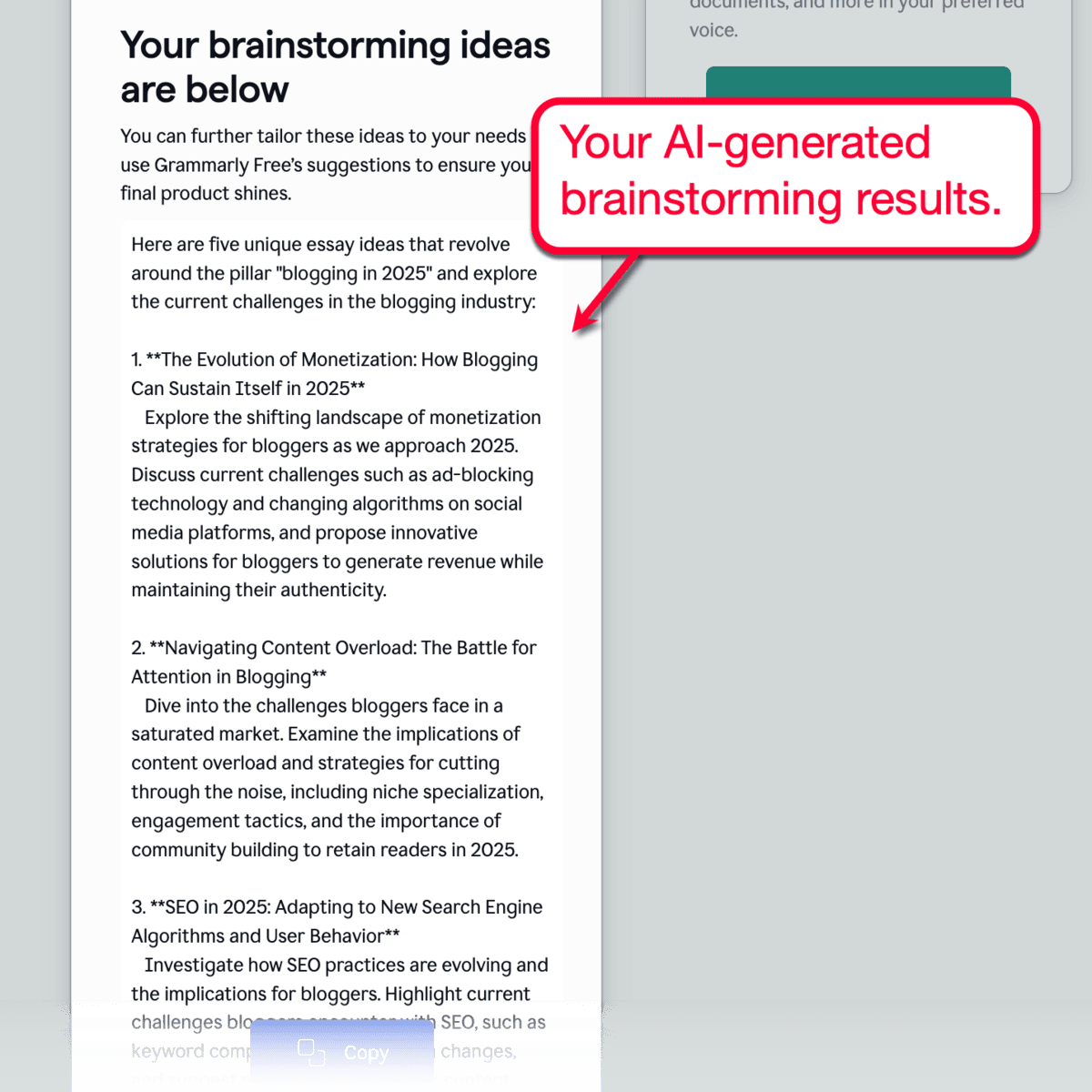 AI Brainstorming Results