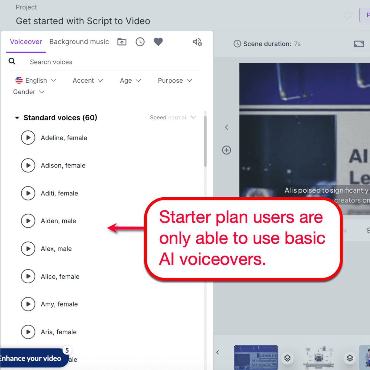 Pictory AI voiceover tool