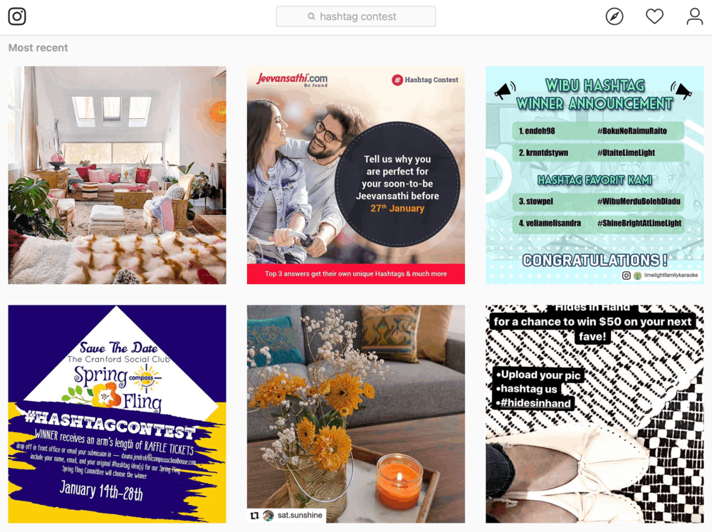 Instagram Hashtag Contest Search Results