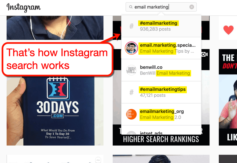 Instagram's search engine