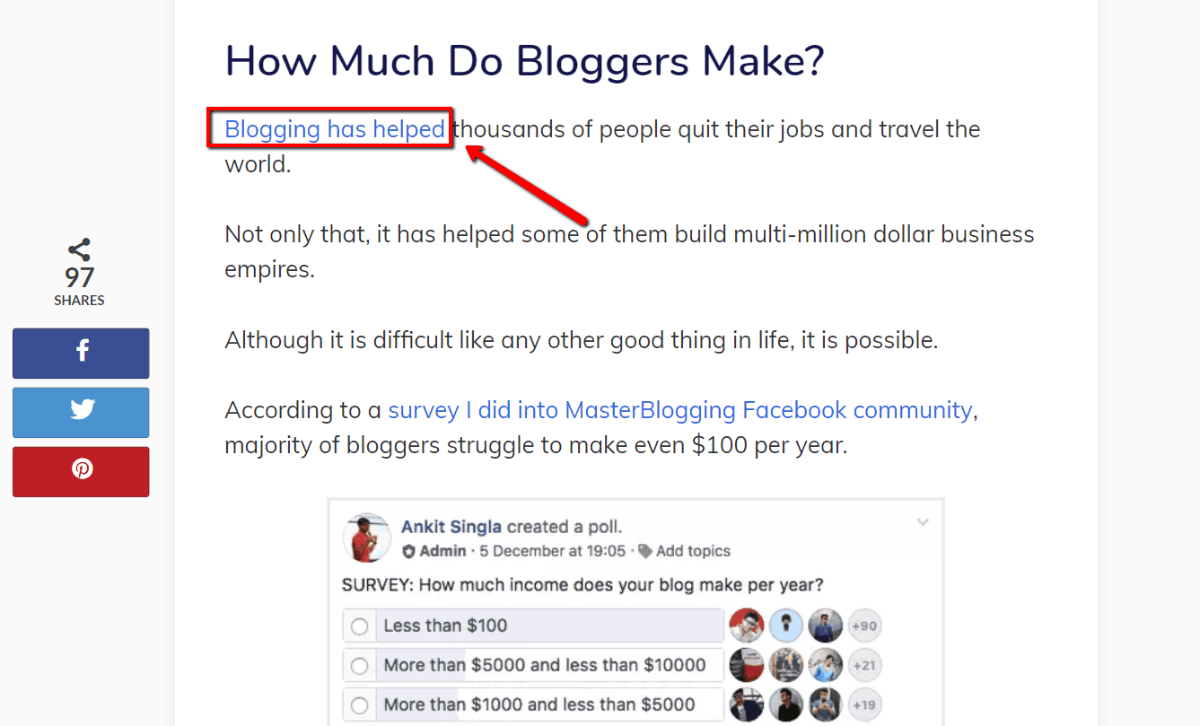 Internal linking example