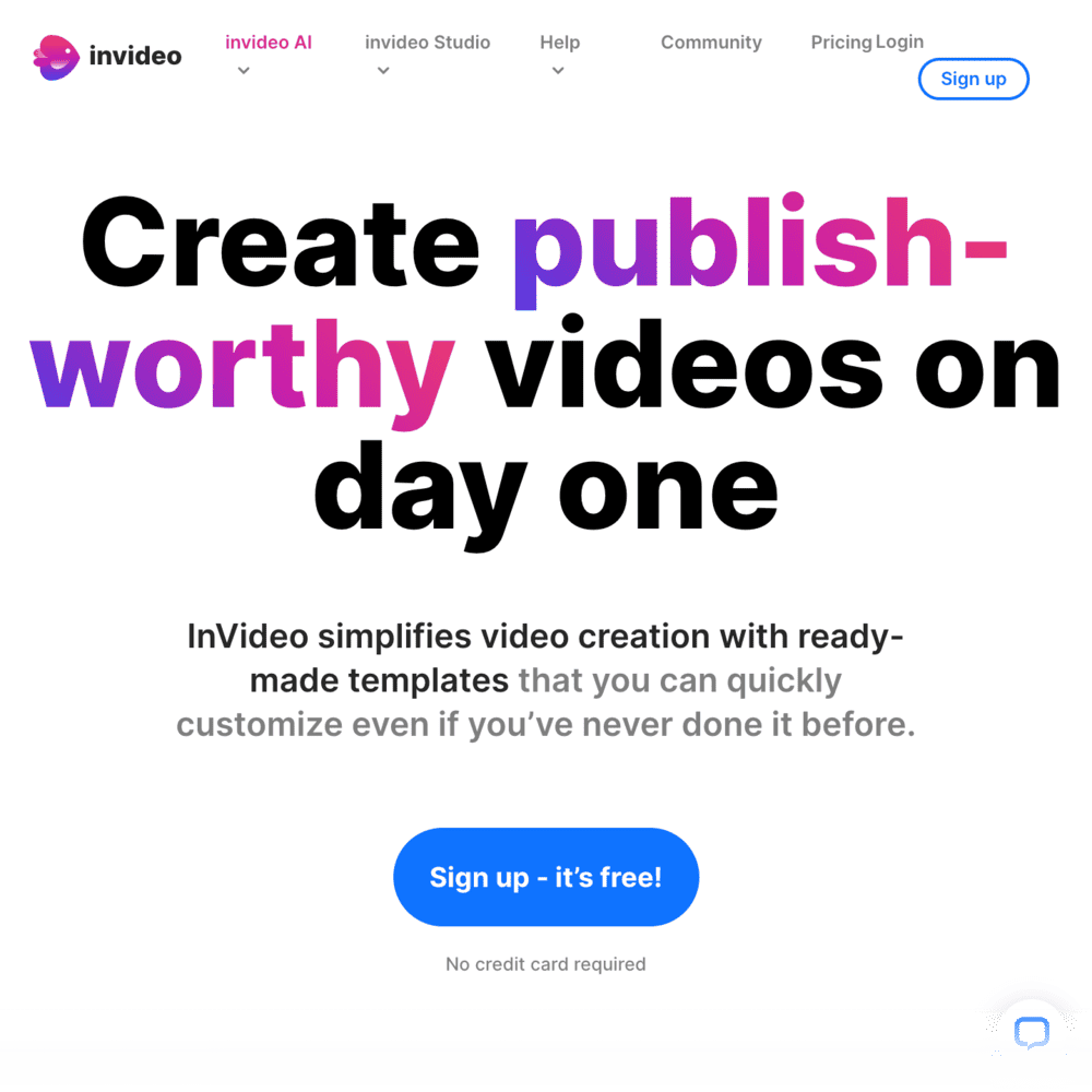 InVideo homepage