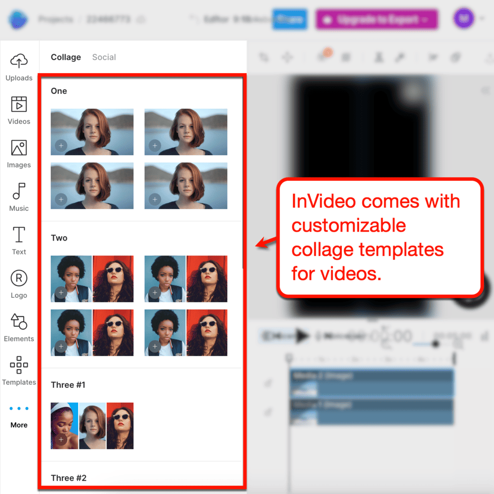 InVideo collage templates