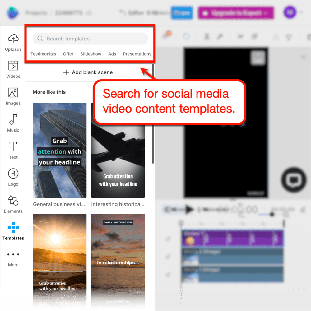 InVideo social media video templates