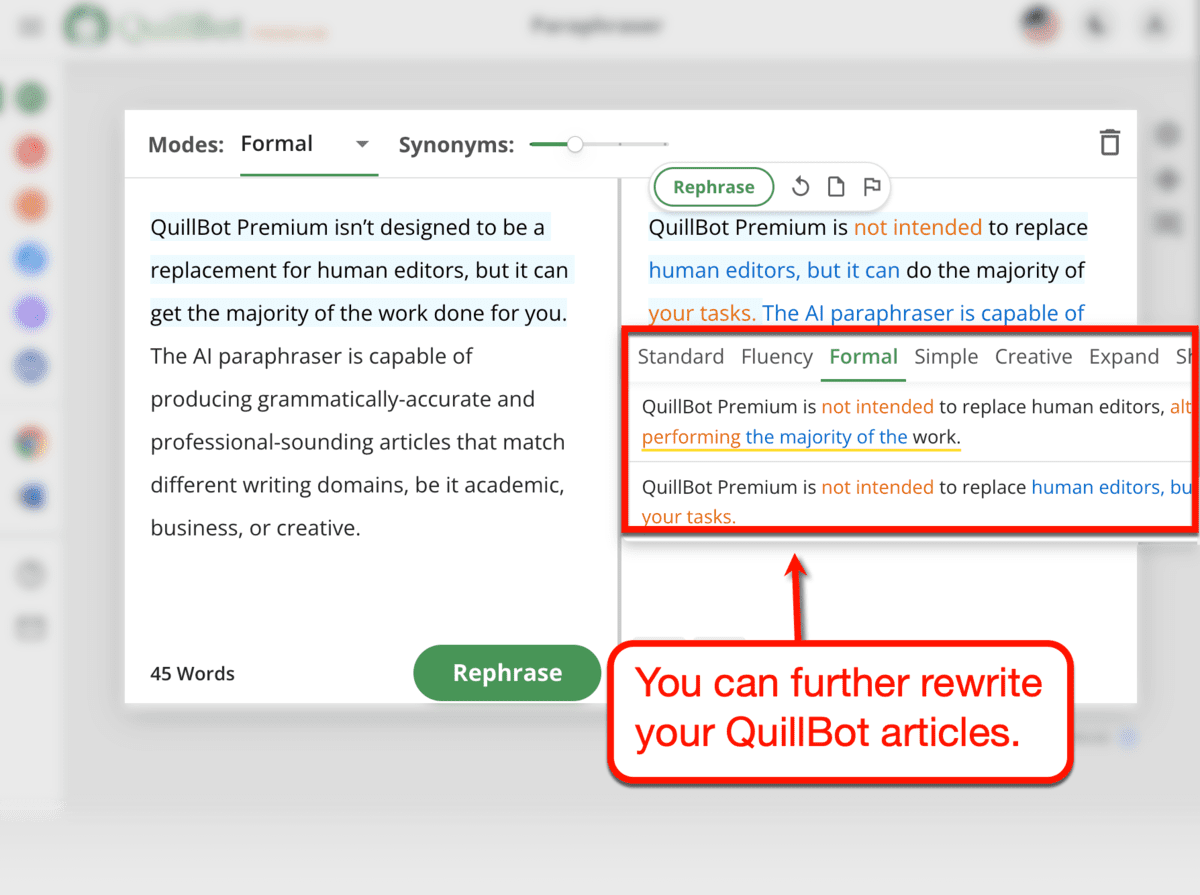 QuillBot Rephrase Tool