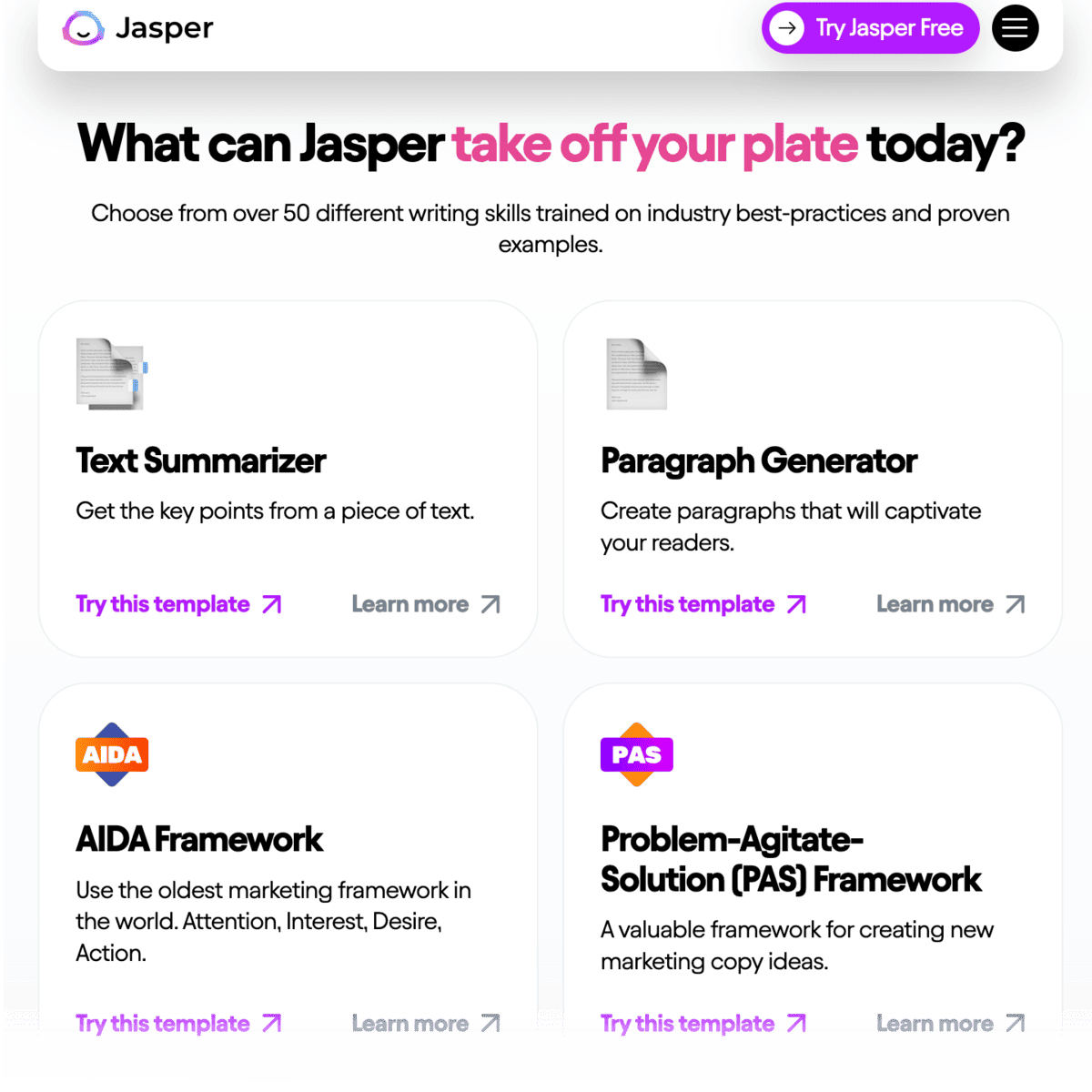 Jasper landing page