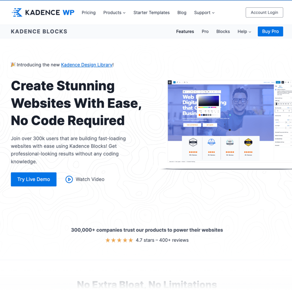 Kadence Blocks Landing Page