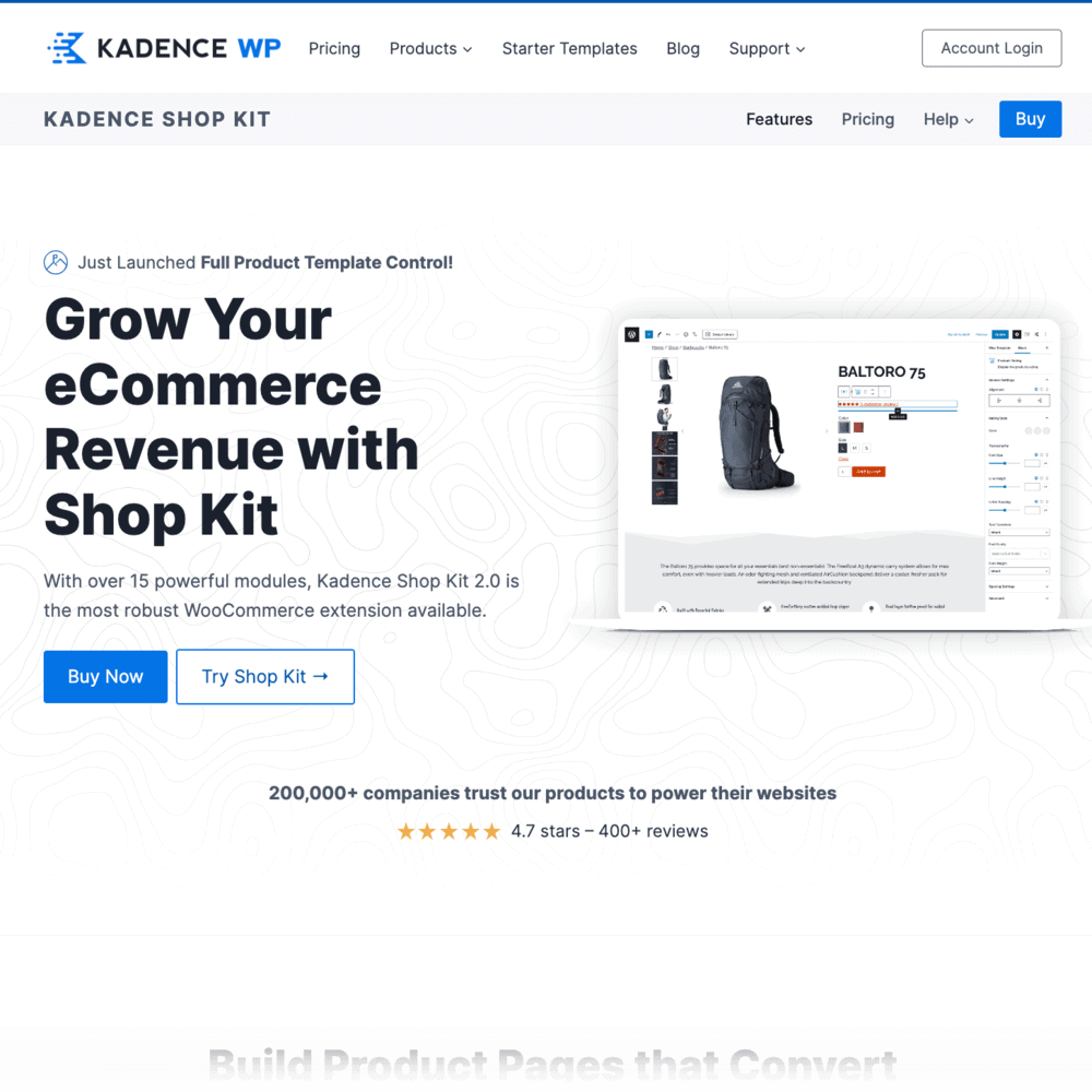 Kadence WP Shop Kit Landing Page