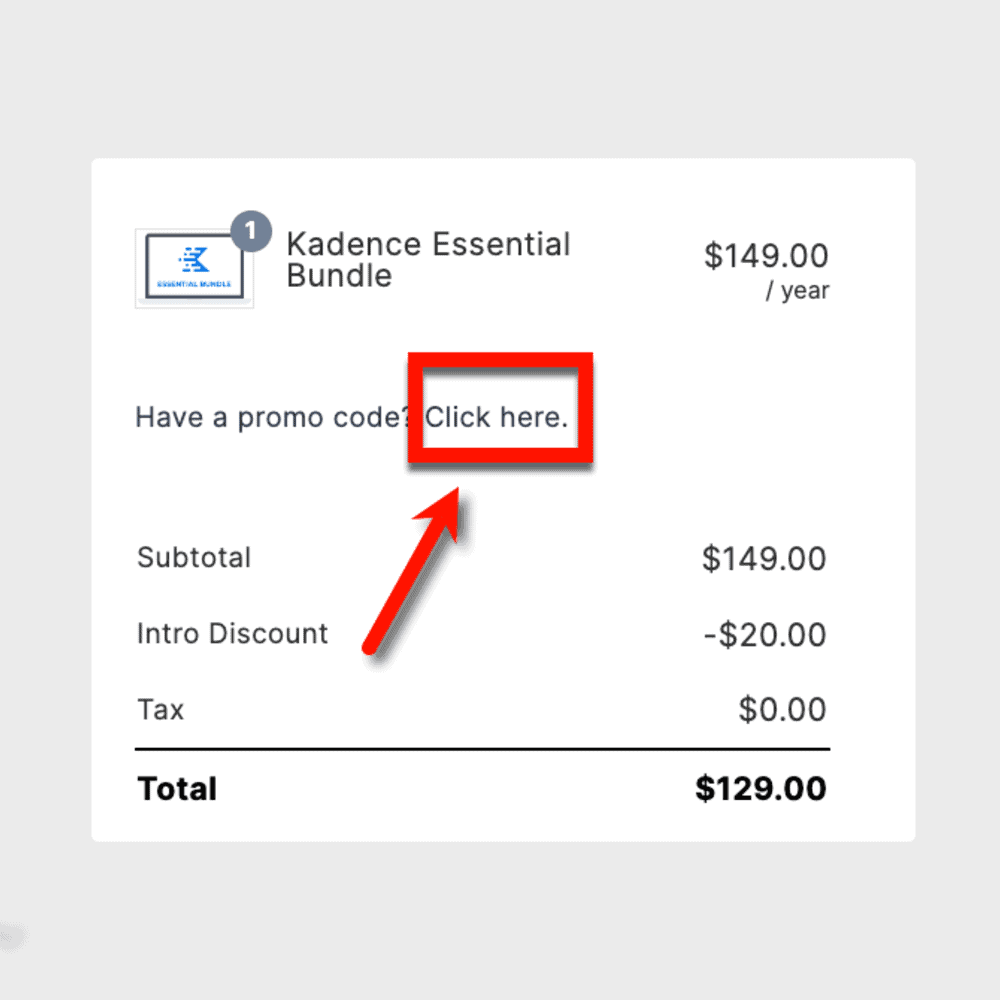 Coupon code link on kadence WP checkout page