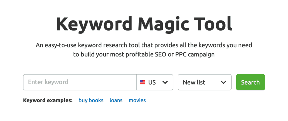 SEMrush Keyword Magic Tool